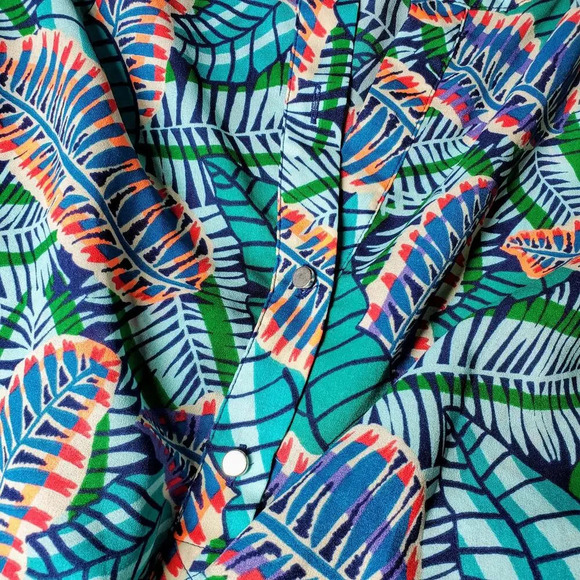 Liz Claiborne NWOT Sleeveless Peplum Palm Print Colorful Blouse Size Large - Picture 4 of 14